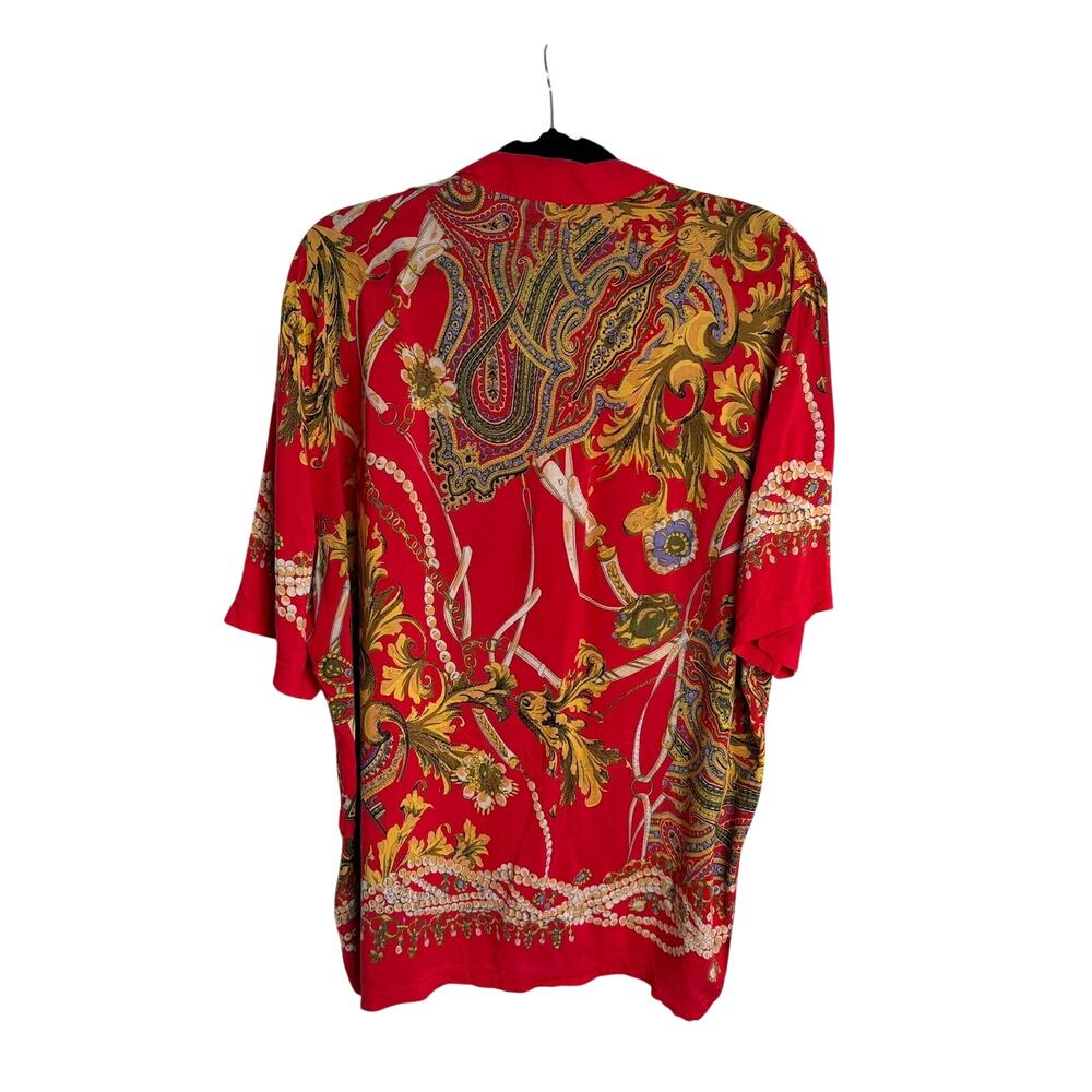 AllSaints Red Panama Style Relaxed Fit Button-Up Shirt Men’s XL - Picture 2 of 6